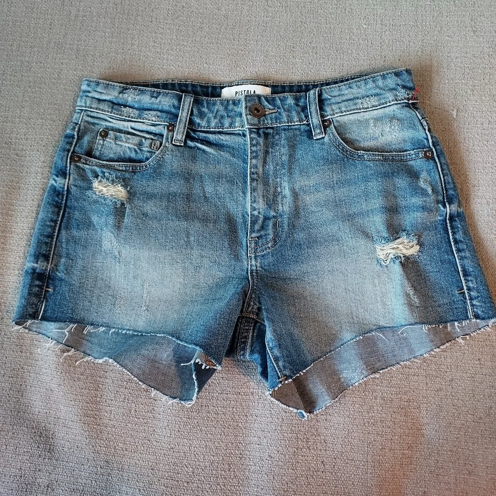 Pistola Distressed Jeans shorts Medium Wash Sz-27  NWOT